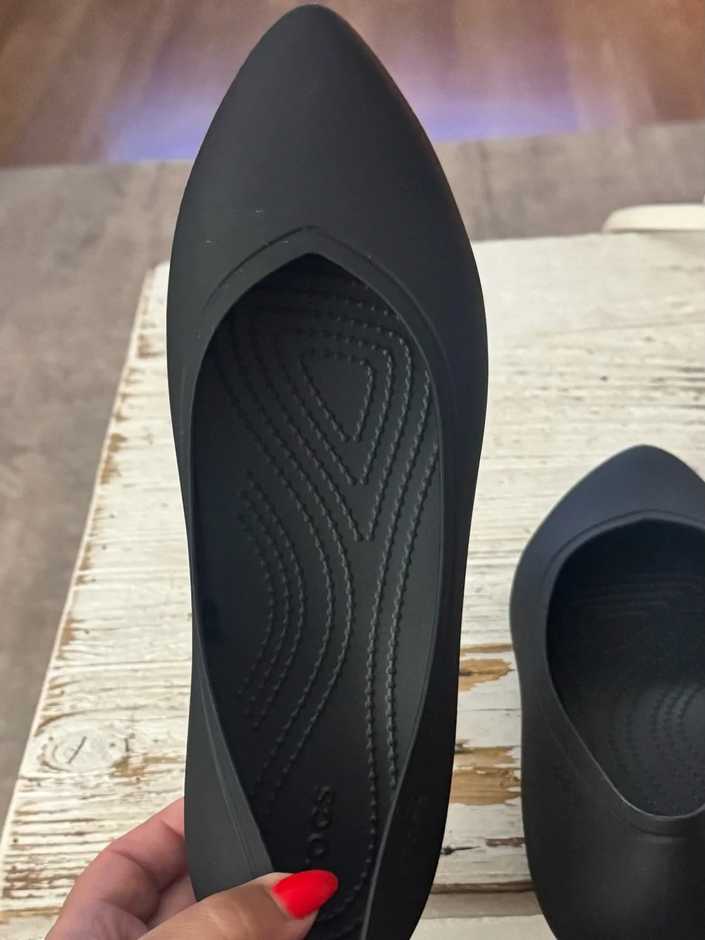 CROCS Black Pointed Slip-On Flats
